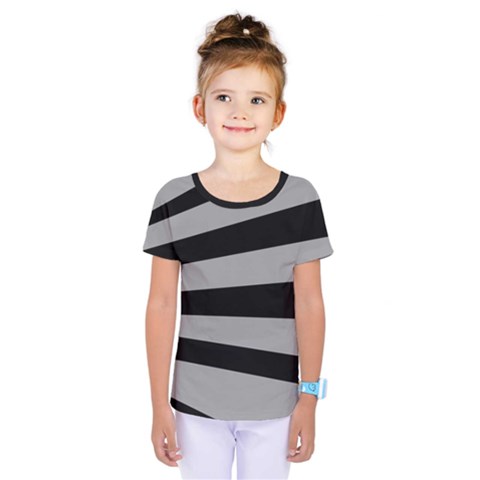 Striped Black And Grey Colors Pattern, Silver Geometric Lines Kids  One Piece Tee by Casemiro