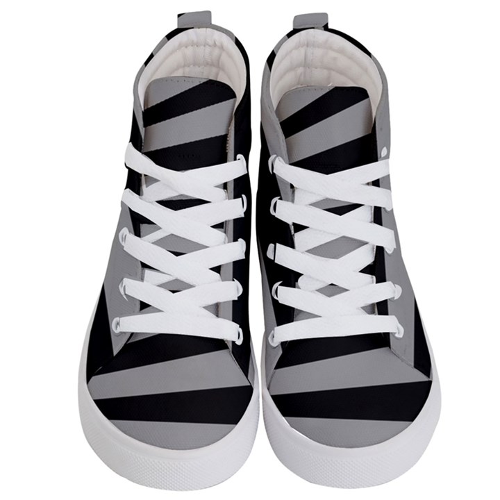 Striped black and grey colors pattern, silver geometric lines Kids  Hi-Top Skate Sneakers