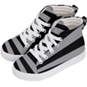 Striped black and grey colors pattern, silver geometric lines Kids  Hi-Top Skate Sneakers View2