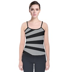 Striped Black And Grey Colors Pattern, Silver Geometric Lines Velvet Spaghetti Strap Top by Casemiro