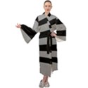 Striped black and grey colors pattern, silver geometric lines Maxi Velour Kimono View1