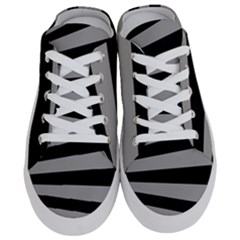 Striped Black And Grey Colors Pattern, Silver Geometric Lines Half Slippers by Casemiro