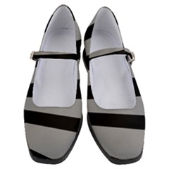 Striped Black And Grey Colors Pattern, Silver Geometric Lines Women s Mary Jane Shoes