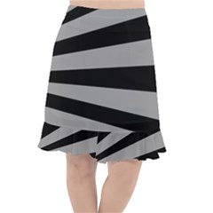 Striped Black And Grey Colors Pattern, Silver Geometric Lines Fishtail Chiffon Skirt by Casemiro