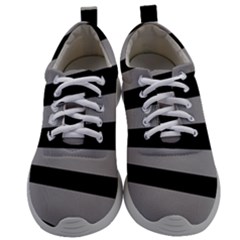 Striped Black And Grey Colors Pattern, Silver Geometric Lines Mens Athletic Shoes by Casemiro