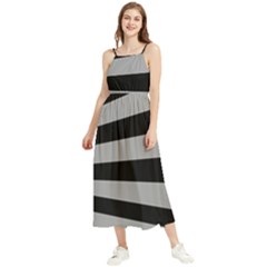 Striped Black And Grey Colors Pattern, Silver Geometric Lines Boho Sleeveless Summer Dress by Casemiro