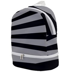 Striped Black And Grey Colors Pattern, Silver Geometric Lines Zip Bottom Backpack by Casemiro