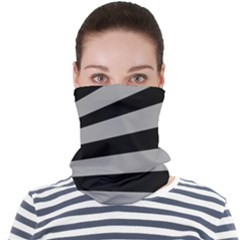 Striped Black And Grey Colors Pattern, Silver Geometric Lines Face Seamless Bandana (adult)