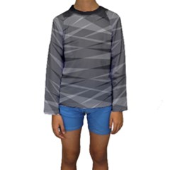 Abstract Geometric Pattern, Silver, Grey And Black Colors Kids  Long Sleeve Swimwear by Casemiro