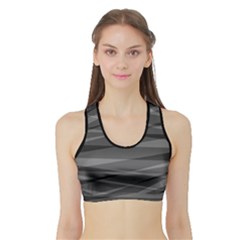 Abstract Geometric Pattern, Silver, Grey And Black Colors Sports Bra With Border by Casemiro