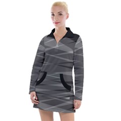 Abstract Geometric Pattern, Silver, Grey And Black Colors Women s Long Sleeve Casual Dress by Casemiro