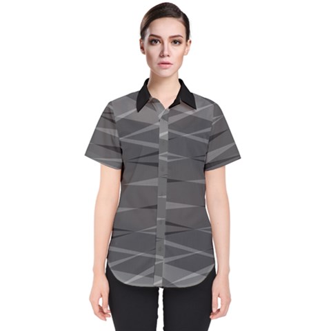 Abstract Geometric Pattern, Silver, Grey And Black Colors Women s Short Sleeve Shirt by Casemiro