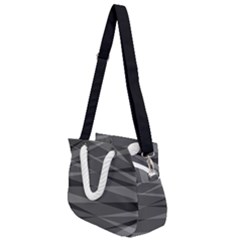 Abstract Geometric Pattern, Silver, Grey And Black Colors Rope Handles Shoulder Strap Bag by Casemiro