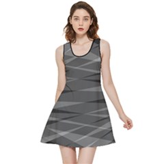 Abstract Geometric Pattern, Silver, Grey And Black Colors Inside Out Reversible Sleeveless Dress by Casemiro