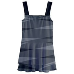 Abstract Geometric Pattern, Silver, Grey And Black Colors Kids  Layered Skirt Swimsuit by Casemiro