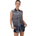 Abstract geometric pattern, silver, grey and black colors Sleeveless Chiffon Button Shirt View1