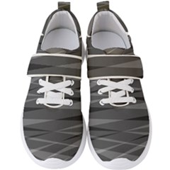 Abstract Geometric Pattern, Silver, Grey And Black Colors Men s Velcro Strap Shoes by Casemiro