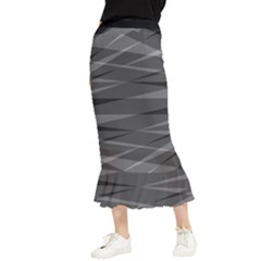 Abstract Geometric Pattern, Silver, Grey And Black Colors Maxi Fishtail Chiffon Skirt by Casemiro