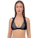 Abstract geometric pattern, silver, grey and black colors Double Strap Halter Bikini Top View1