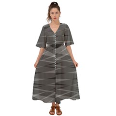 Abstract Geometric Pattern, Silver, Grey And Black Colors Kimono Sleeve Boho Dress by Casemiro