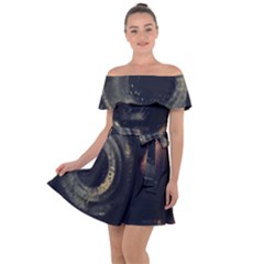 Creative Undercover Selfie Off Shoulder Velour Dress by dflcprintsclothing