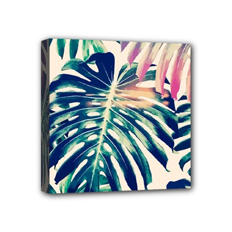 Monstera Leaf Mini Canvas 4  X 4  (stretched) by goljakoff