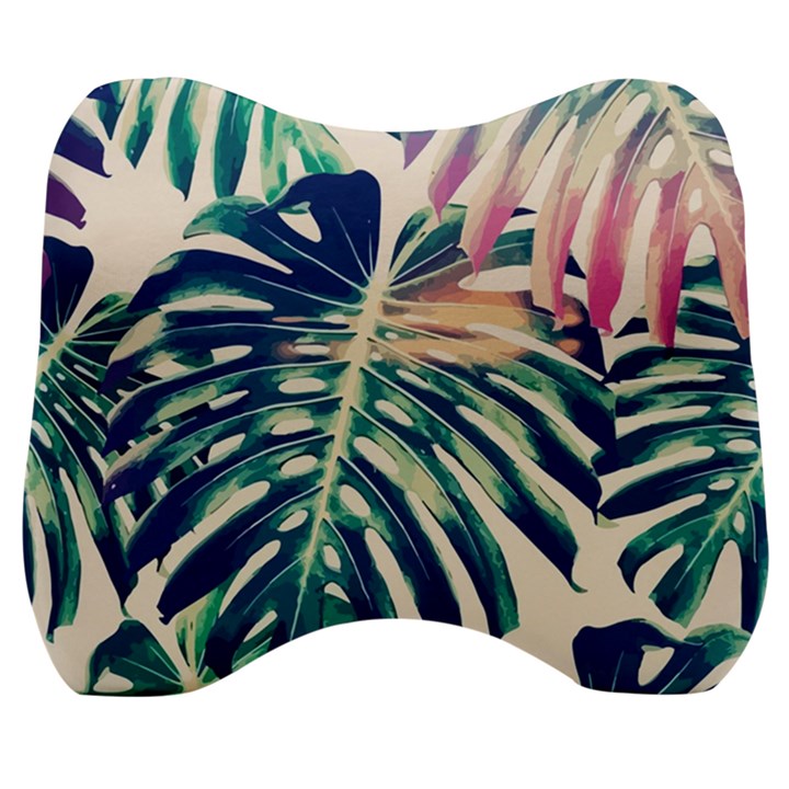 Monstera leaf Velour Head Support Cushion