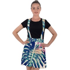 Monstera Leaf Velvet Suspender Skater Skirt by goljakoff