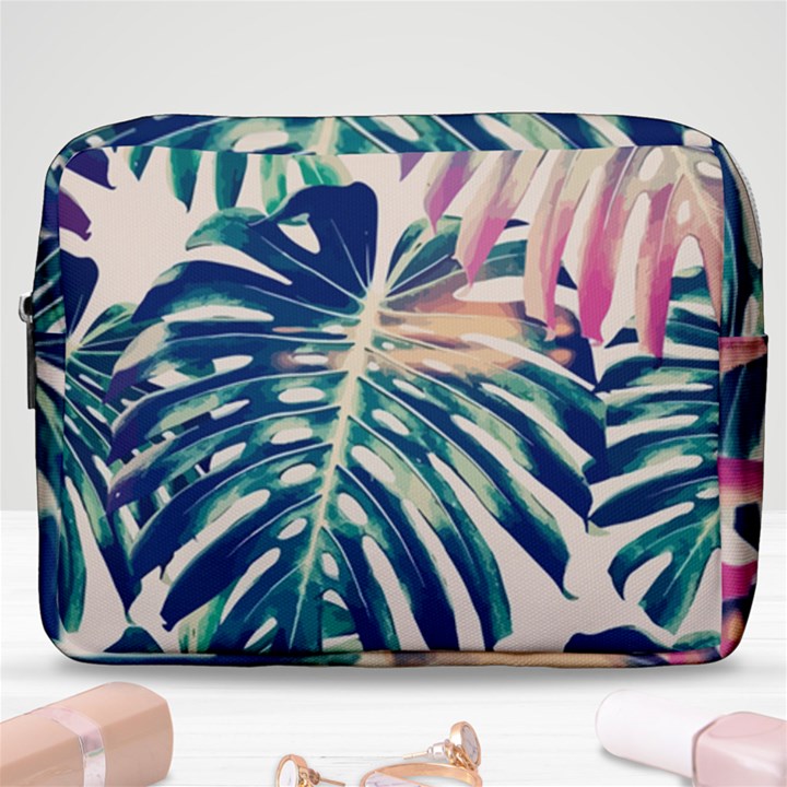 Monstera leaf Make Up Pouch (Large)