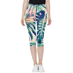 Monstera Leaf Inside Out Lightweight Velour Capri Leggings  by goljakoff