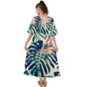 Monstera leaf Kimono Sleeve Boho Dress View2