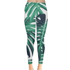 Green Monstera Leaf Leggings  by goljakoff