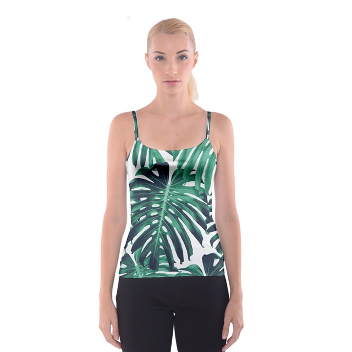 Green monstera leaf Spaghetti Strap Top