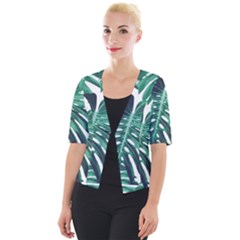 Green Monstera Leaf Cropped Button Cardigan by goljakoff