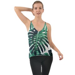 Green Monstera Leaf Chiffon Cami by goljakoff