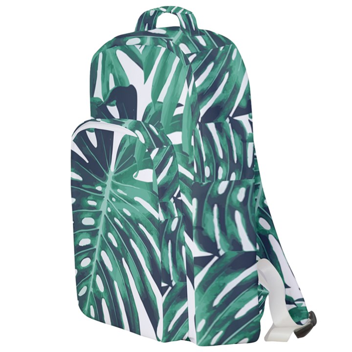 Green monstera leaf Double Compartment Backpack