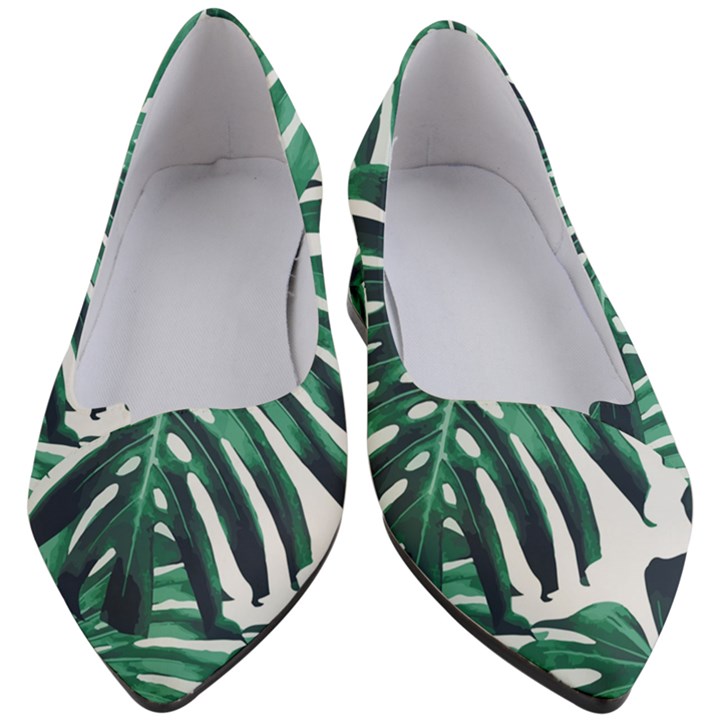 Green monstera leaf Women s Block Heels 