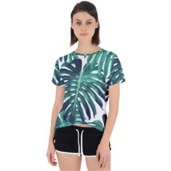 Green Monstera Leaf Open Back Sport Tee