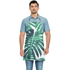 Green Monstera Leaf Kitchen Apron