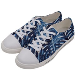 Blue monstera leaf Women s Low Top Canvas Sneakers