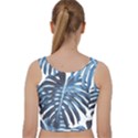 Blue monstera leaf Velvet Racer Back Crop Top View2