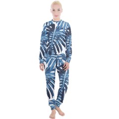 Blue Monstera Leaf Women s Lounge Set by goljakoff