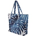 Blue monstera leaf Zip Up Canvas Bag View1