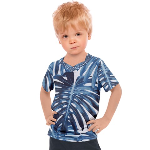 Blue Monstera Leaf Kids  Sports Tee by goljakoff