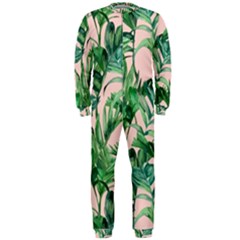 Green Leaves On Pink Onepiece Jumpsuit (men)  by goljakoff