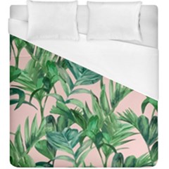 Green Leaves On Pink Duvet Cover (king Size) by goljakoff