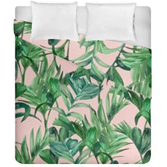 Green Leaves On Pink Duvet Cover Double Side (california King Size) by goljakoff