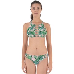 Green Leaves On Pink Perfectly Cut Out Bikini Set by goljakoff