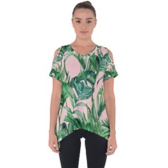 Green Leaves On Pink Cut Out Side Drop Tee by goljakoff