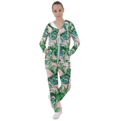 Green Leaves On Pink Women s Tracksuit by goljakoff